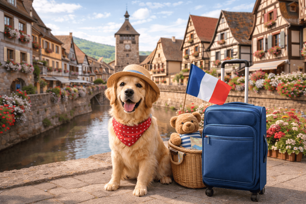 Chien dans une ambiance locale joyeuse