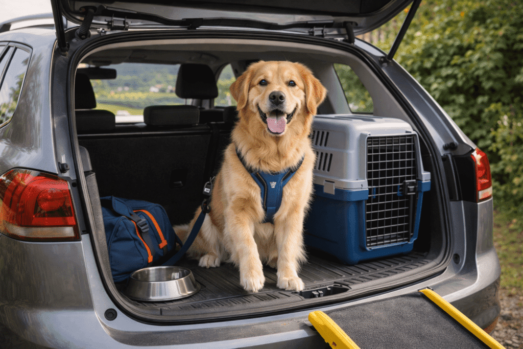 Chien dans un véhicule aménagé